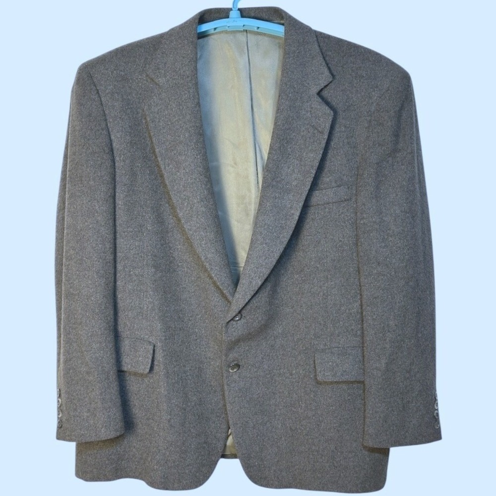 Embassy Square Blazer Mens Gray 100% Camel Hair 2-Button Vintage Fall USA 46R